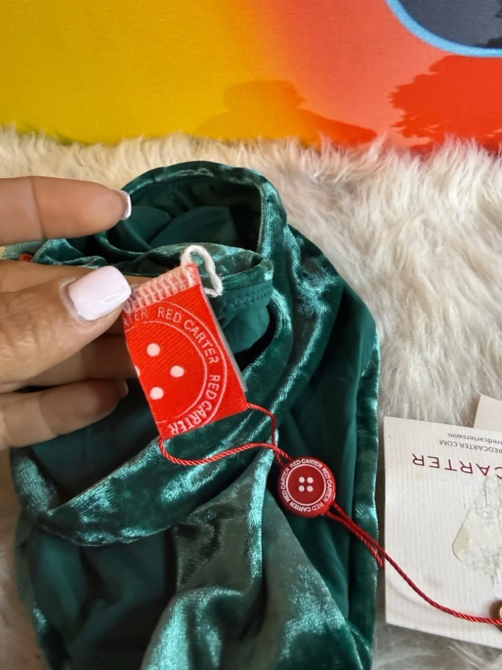 NWT Red Carter Teal One-Shoulder Velvet Bikini‎ Bottom Sz S (TXABIN)